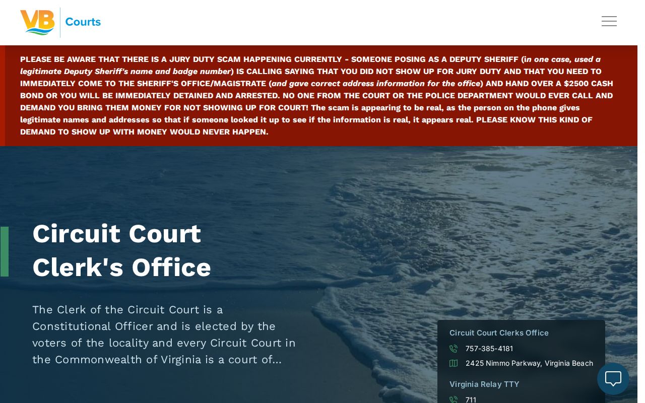Virginia Beach City warrant records: 24-hour Magistrate Office information