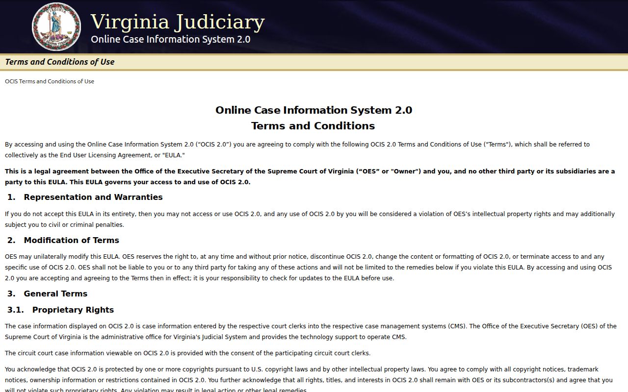Virginia Beach City warrant records: Virginia OCIS public search