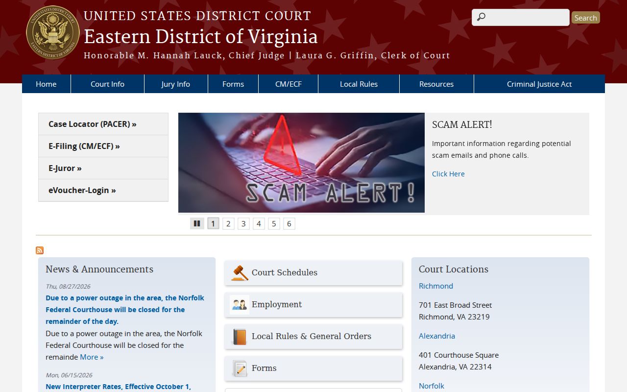 Virginia Beach City warrant search: EDVA Norfolk Division information