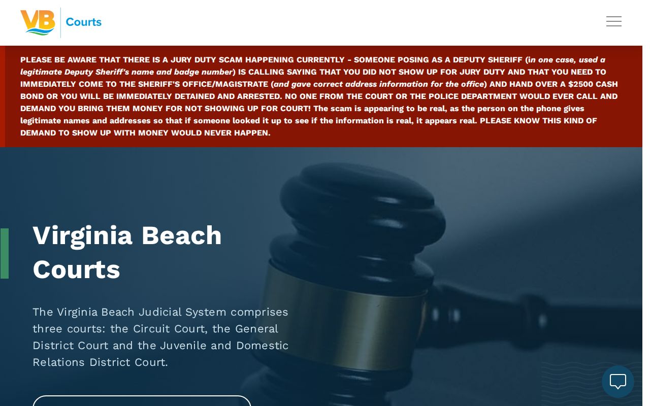 Virginia Beach City warrant records: local court system landing page